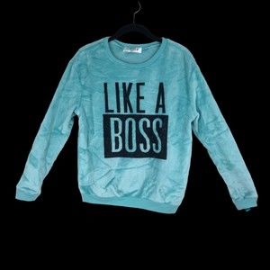 Vtg Velour Sweatshirt by Wound Up "Like A Boss" sz S
